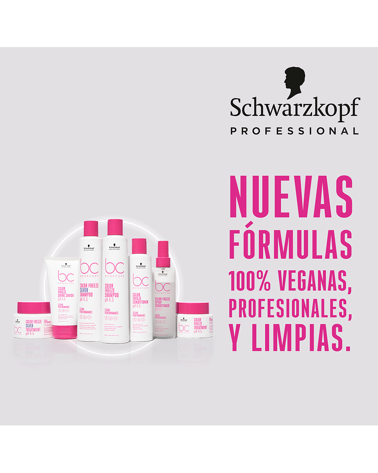 Champú con Queratina Vegana y pH 4.5 Color Freeze Silver BONACURE 1000ml