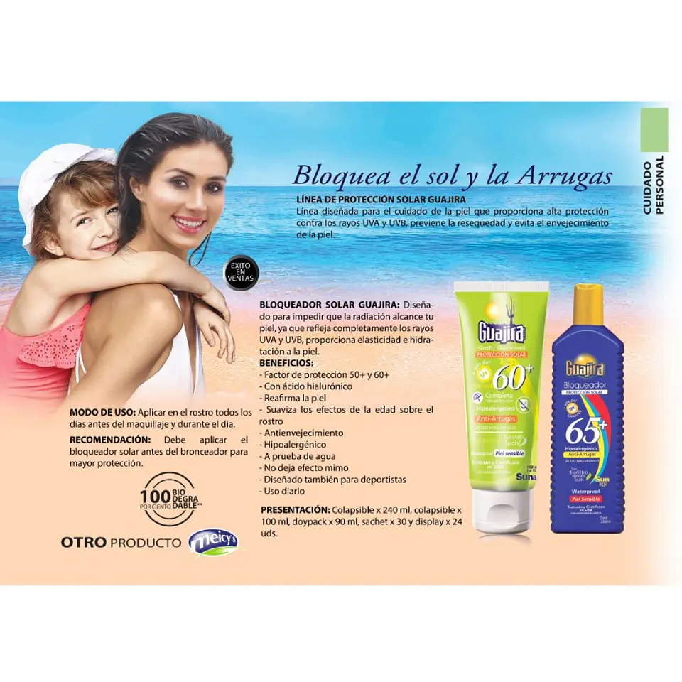 Protector Solar con Ácido Hialurónico SPF 60+ MEICY'S Guajira Colors 100ml 2