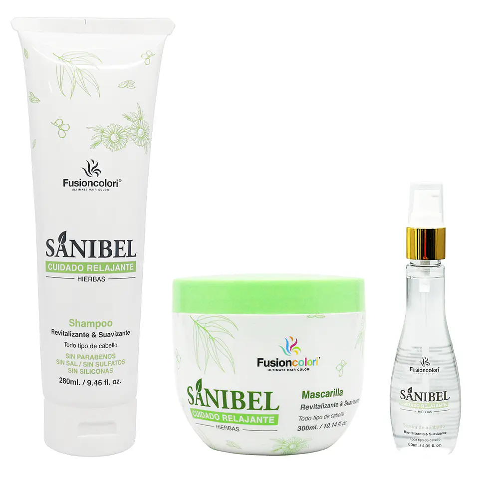 Combo Shampoo + Mascarilla + Sérum SANIBEL Cuidado Relajante 1