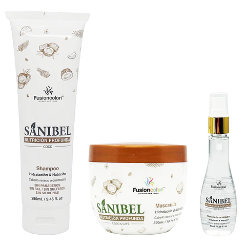 Combo Shampoo + Mascarilla + Sérum SANIBEL Nutrición Profunda