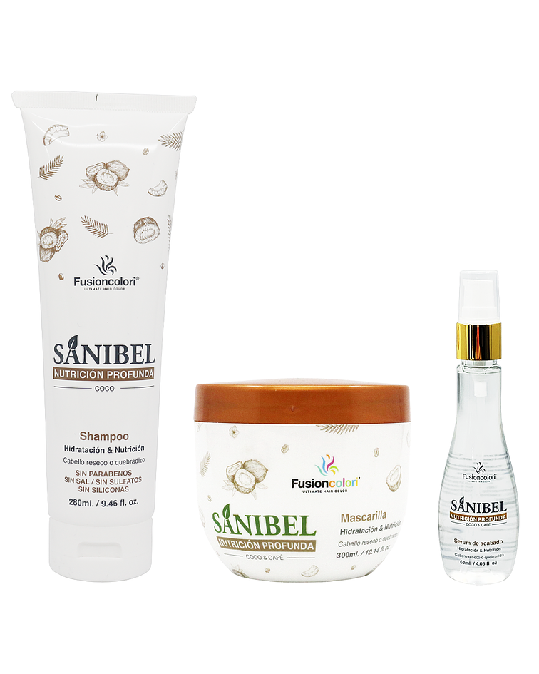 Combo Shampoo + Mascarilla + Sérum SANIBEL Nutrición Profunda