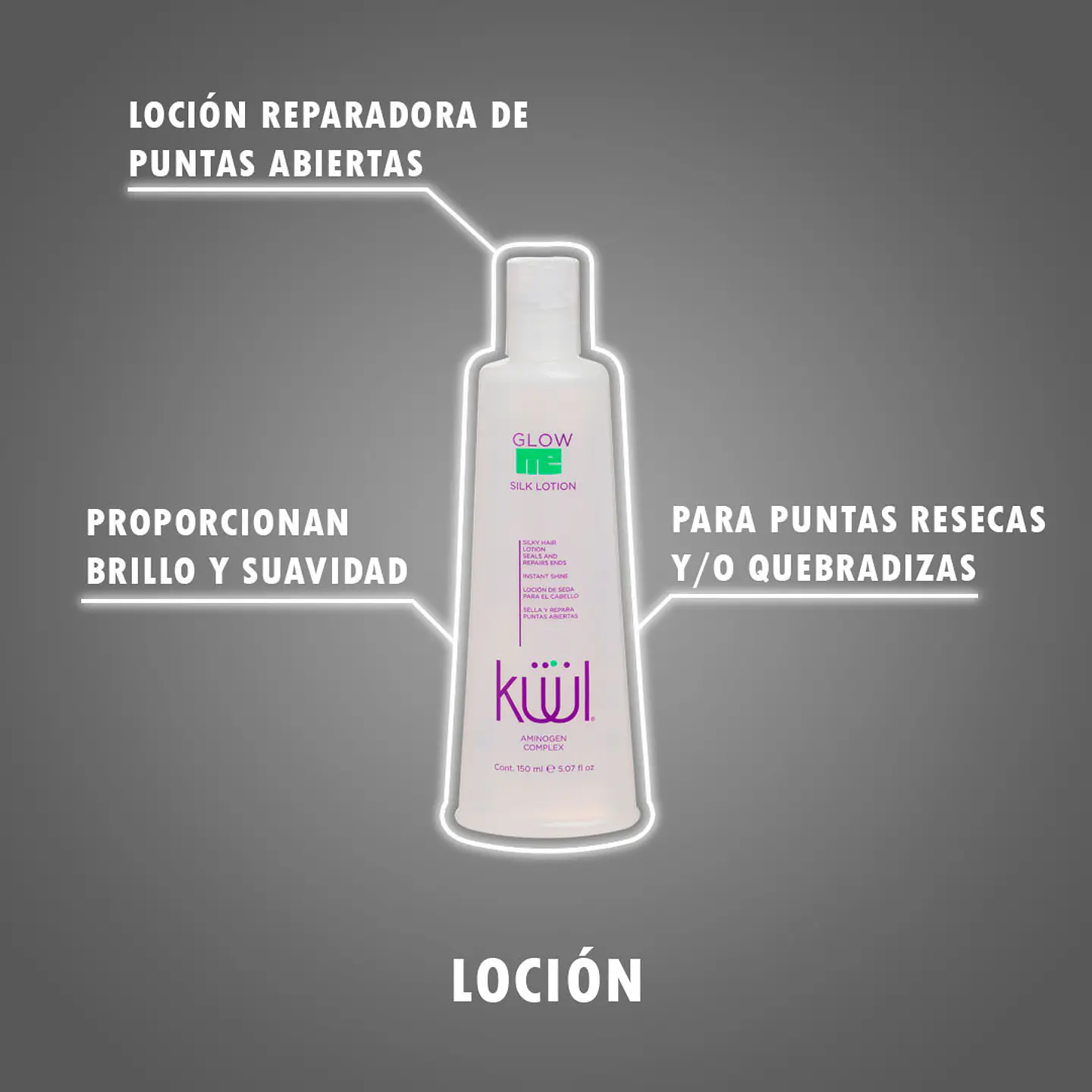Loción para Puntas Abiertas y Brillo Silk Lotion KÜÜL Glow Me 300ml 3