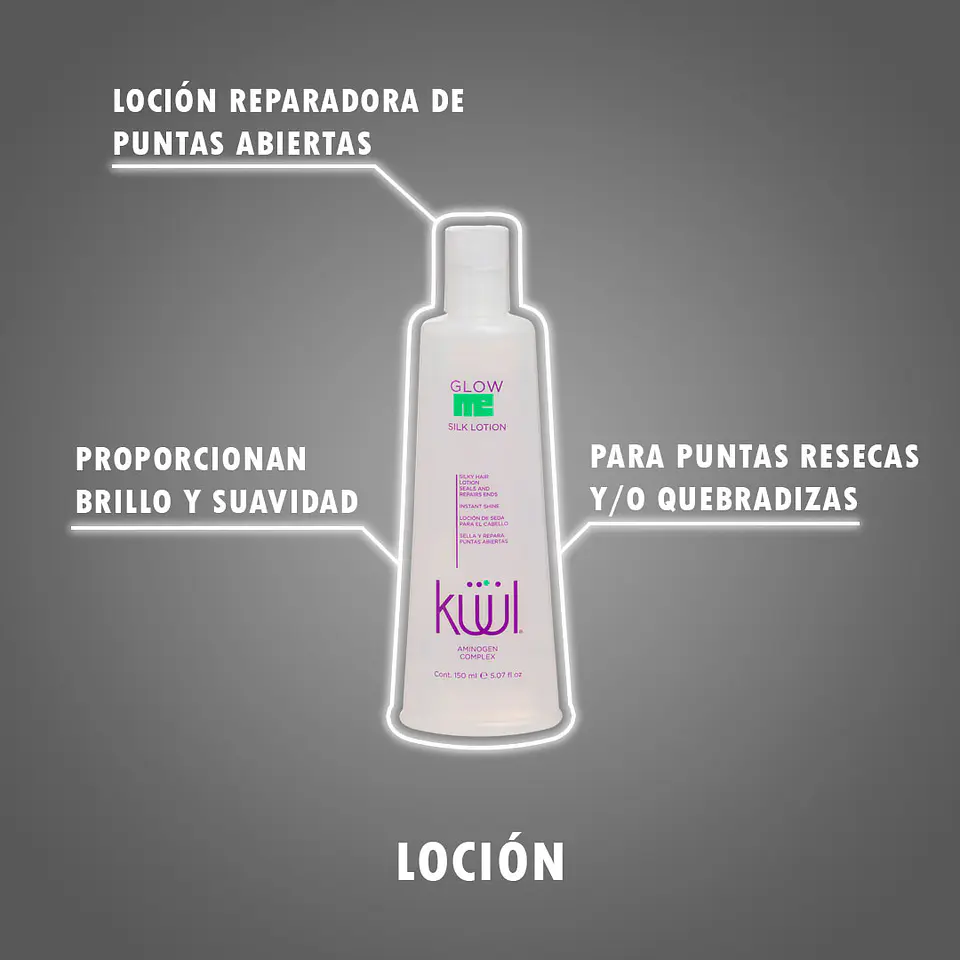 Loción para Puntas Abiertas y Brillo Silk Lotion KÜÜL Glow Me 300ml 3