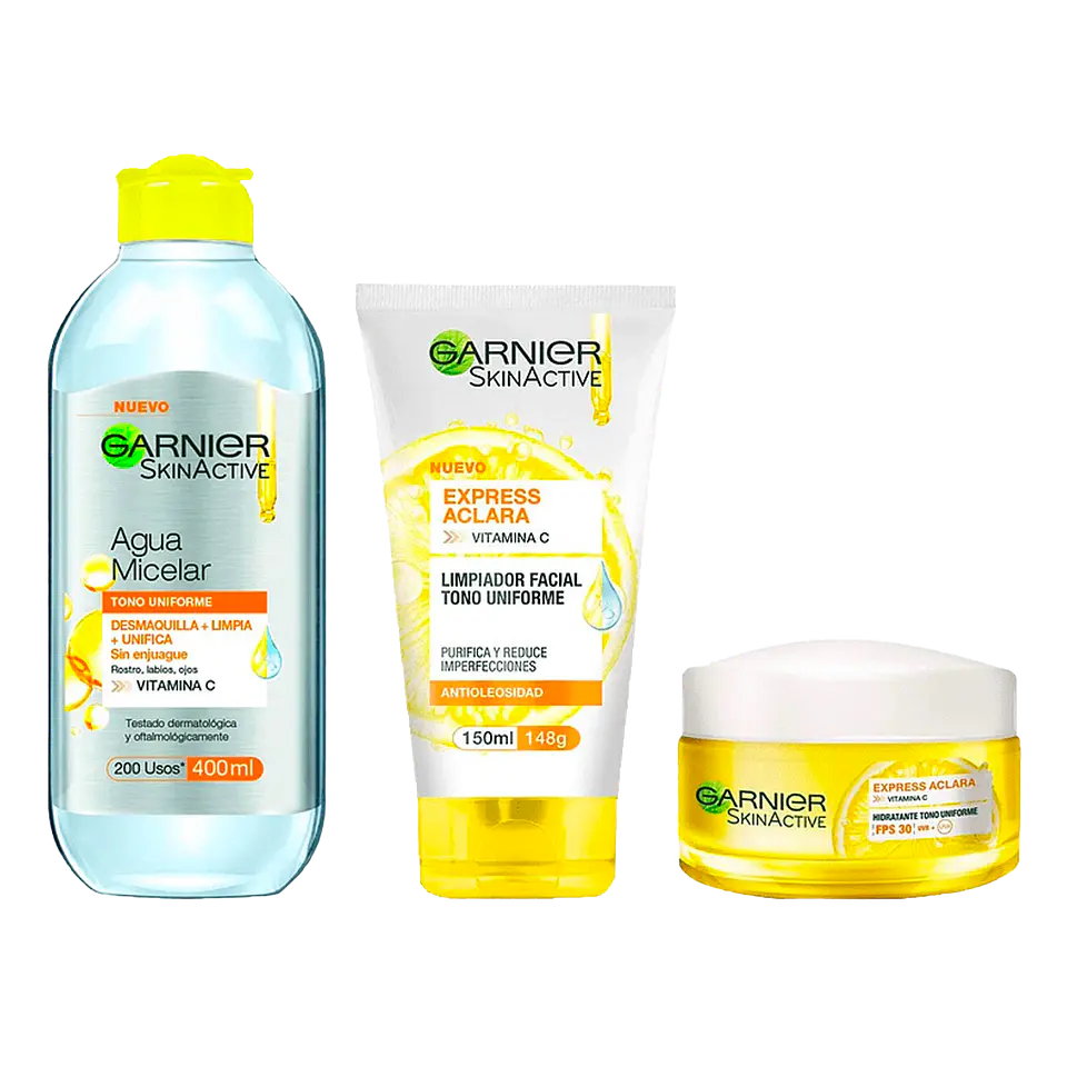 Combo Cuidado Facial Express Aclara GARNIER Skin Active 1