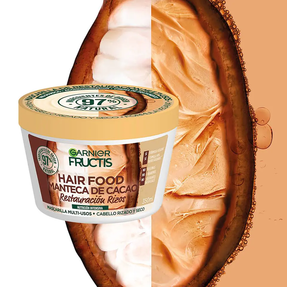 Mascarilla Hair Food Manteca de Cacao Reparación Rizos GARNIER Fructis 350ml 5