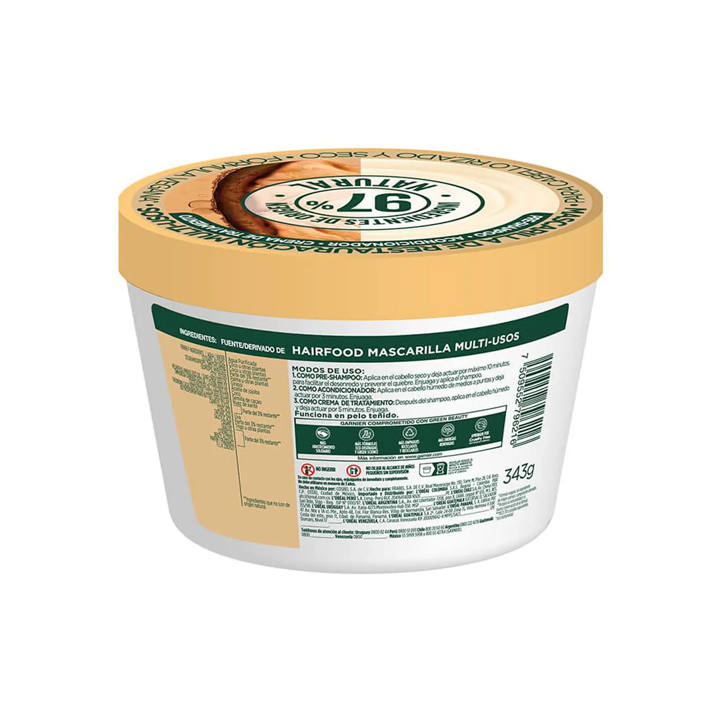 Mascarilla Hair Food Manteca de Cacao Reparación Rizos GARNIER Fructis 350ml 2