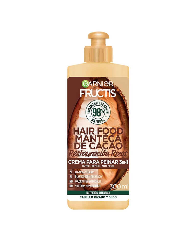 Crema para Peinar Hair Food Manteca de Cacao Reparación Rizos GARNIER Fructis 300ml