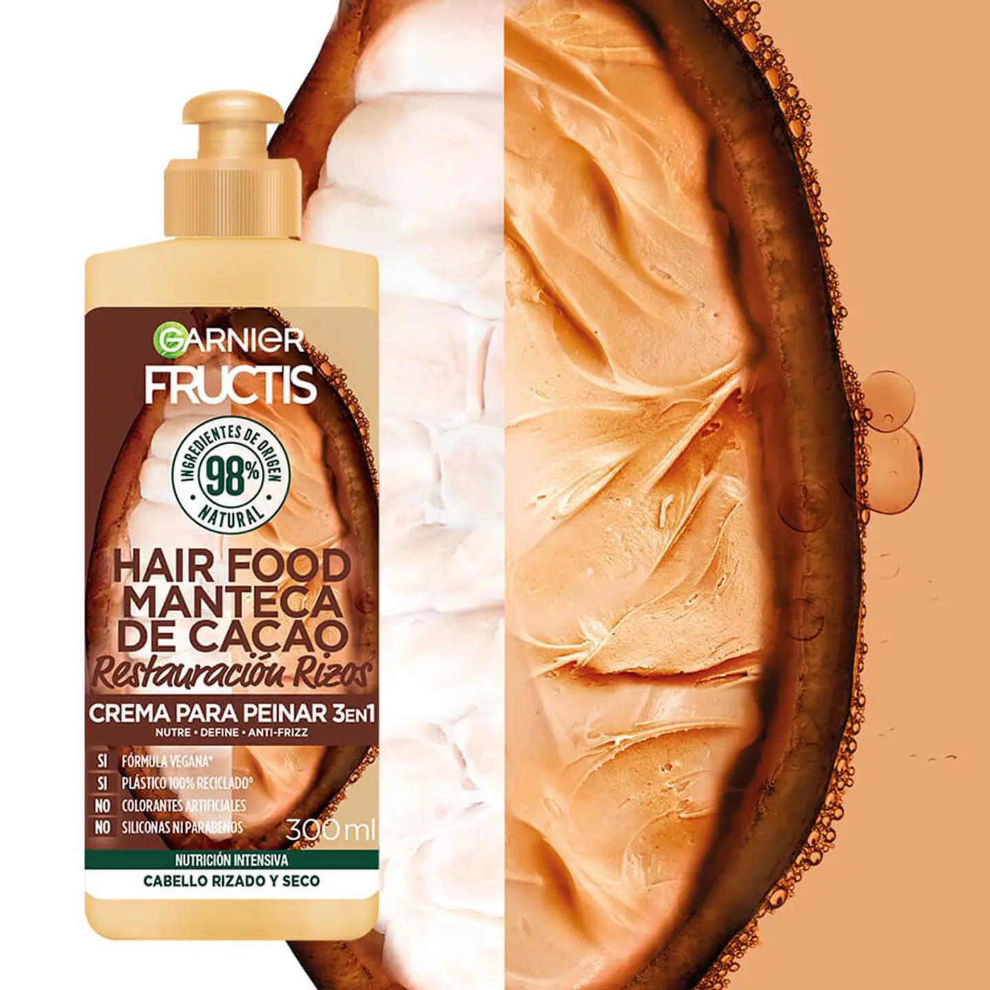 Crema para Peinar Hair Food Manteca de Cacao Reparación Rizos GARNIER Fructis 300ml 5