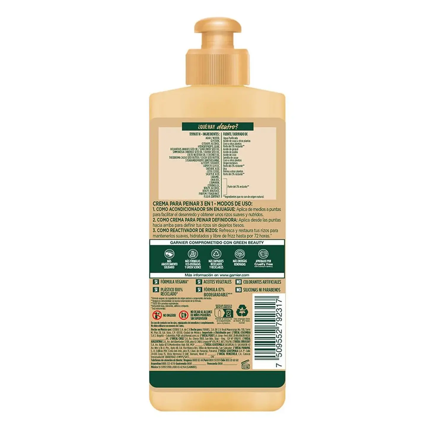 Crema para Peinar Hair Food Manteca de Cacao Reparación Rizos GARNIER Fructis 300ml 2