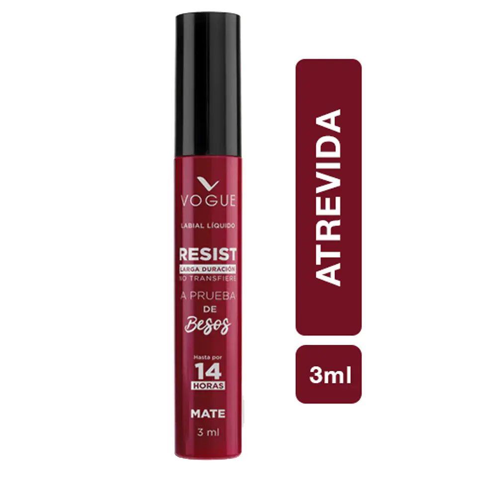 Labial Líquido a Prueba de Besos VOGUE Resist 3ml 12