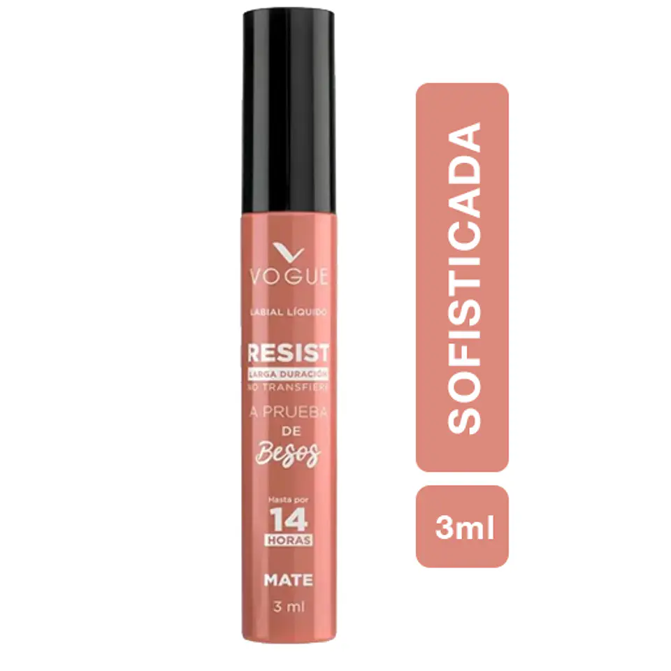 Labial Líquido a Prueba de Besos VOGUE Resist 3ml 18