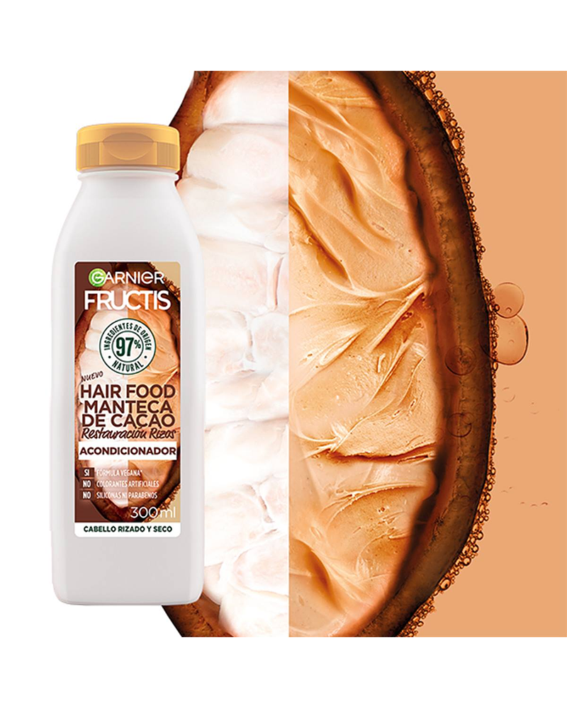 Acondicionador Hair Food Manteca de Cacao Reparación Rizos GARNIER Fructis 300ml