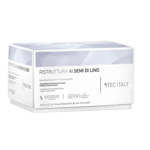Box of 12 Restructuring Ampoules Flaxseed TEC ITALY Repair 10ml