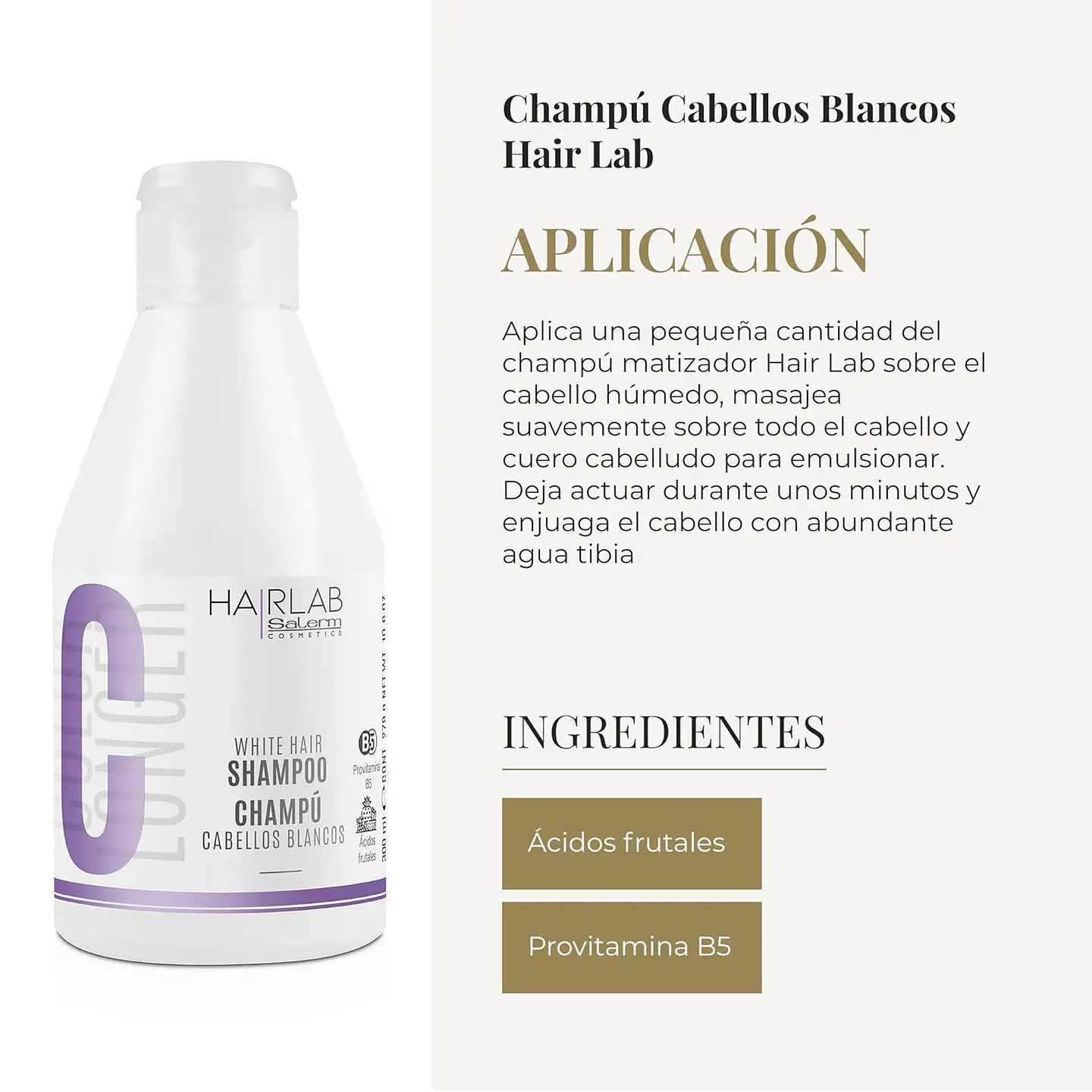 Shampoo Cabellos Blancos SALERM Hair Lab 300ml 4