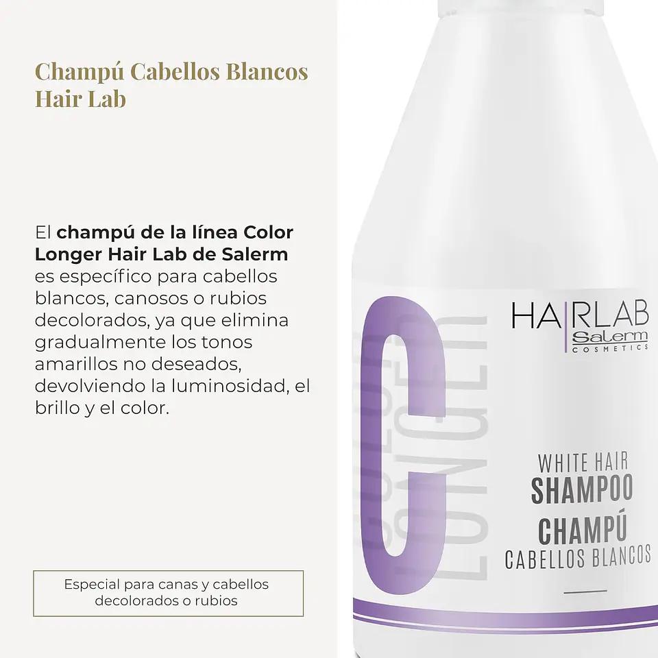 Shampoo Cabellos Blancos SALERM Hair Lab 300ml 2