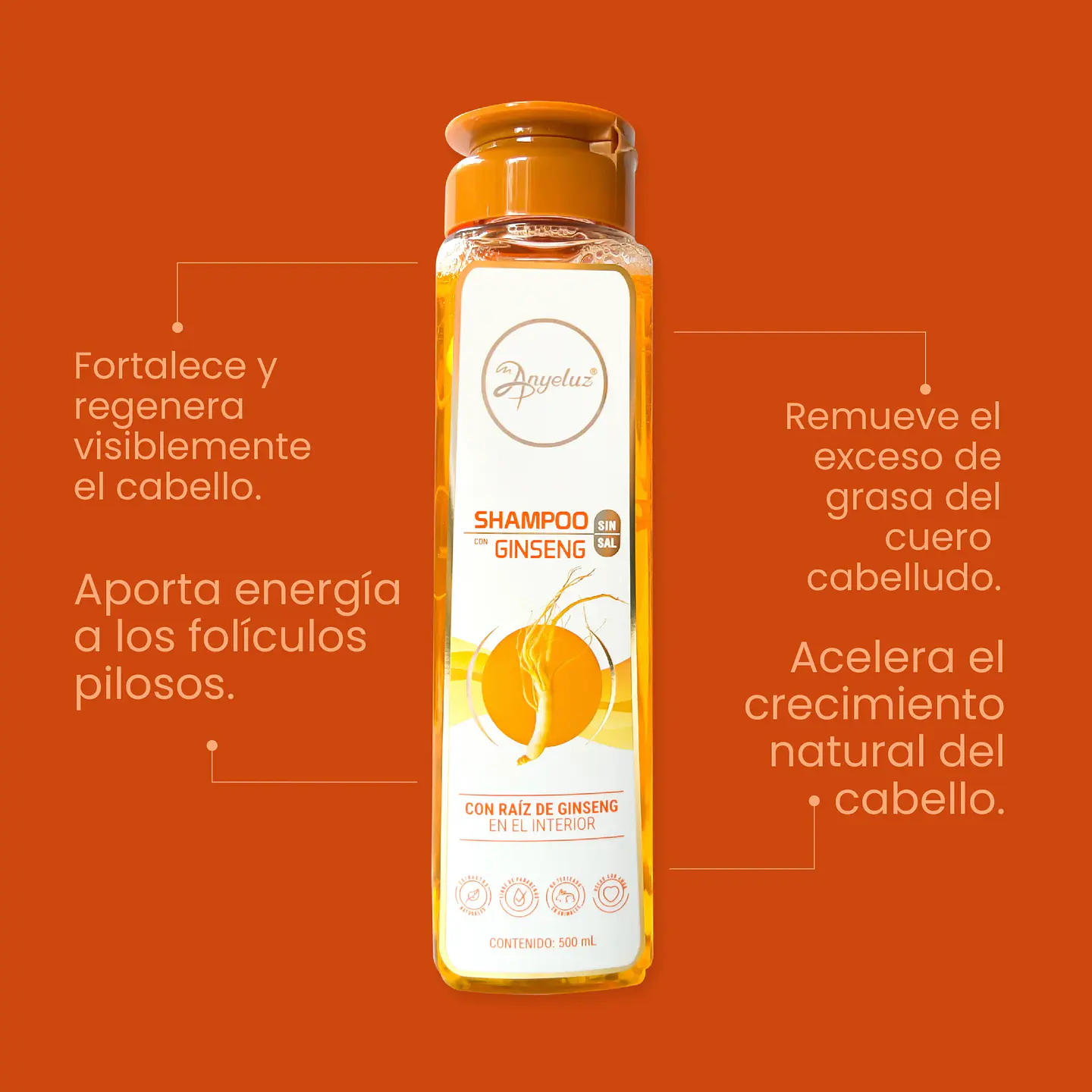 Shampoo con Ginseng ANYELUZ 500ml 4
