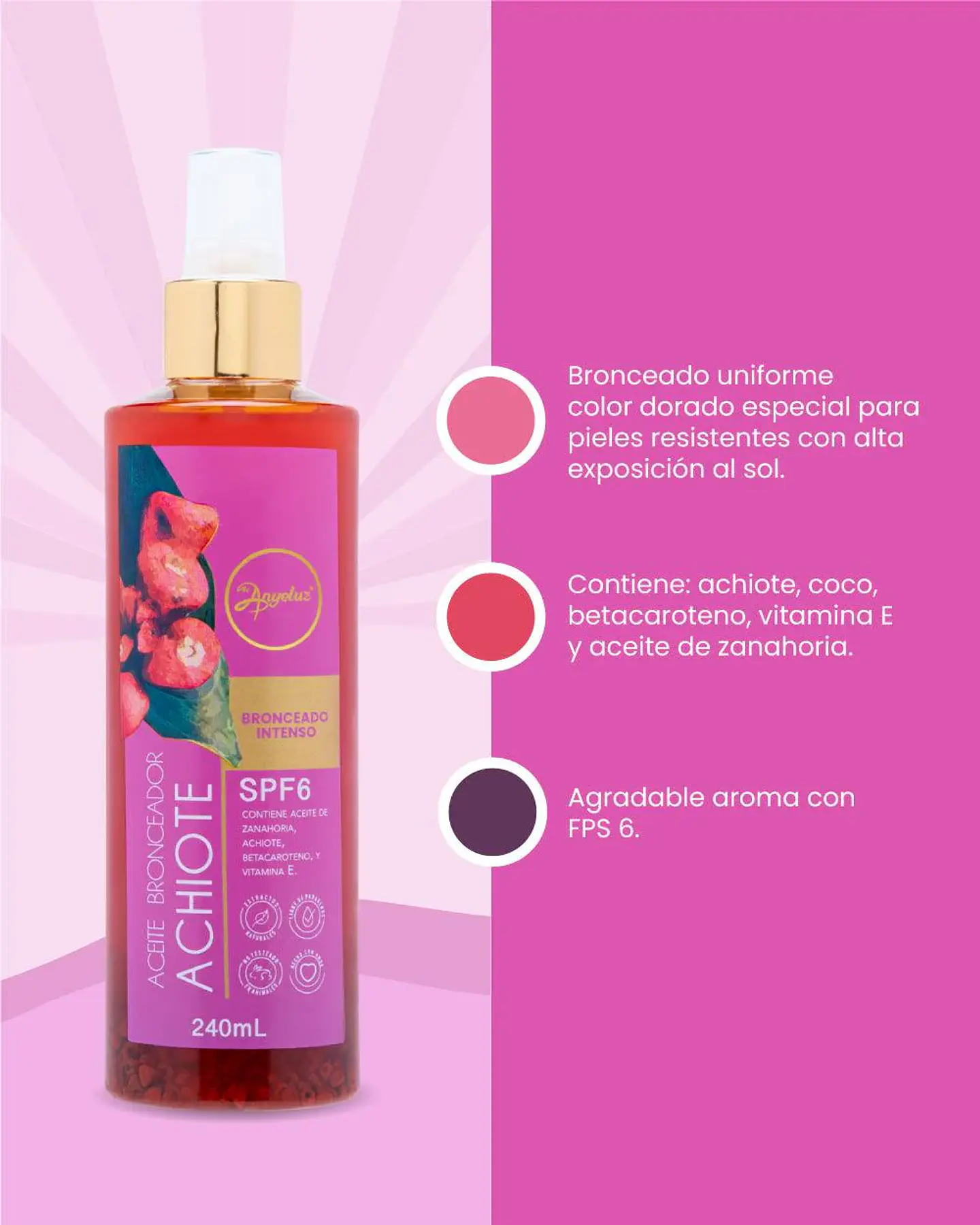 Aceite Bronceador de Achiote ANYELUZ 240ml 2