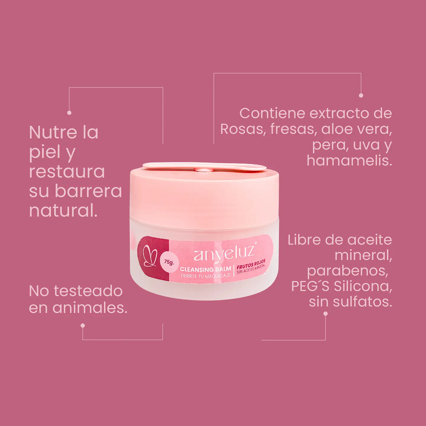 Desmaquillador Frutos Rojos Cleansing Balm ANYELUZ 75g 4