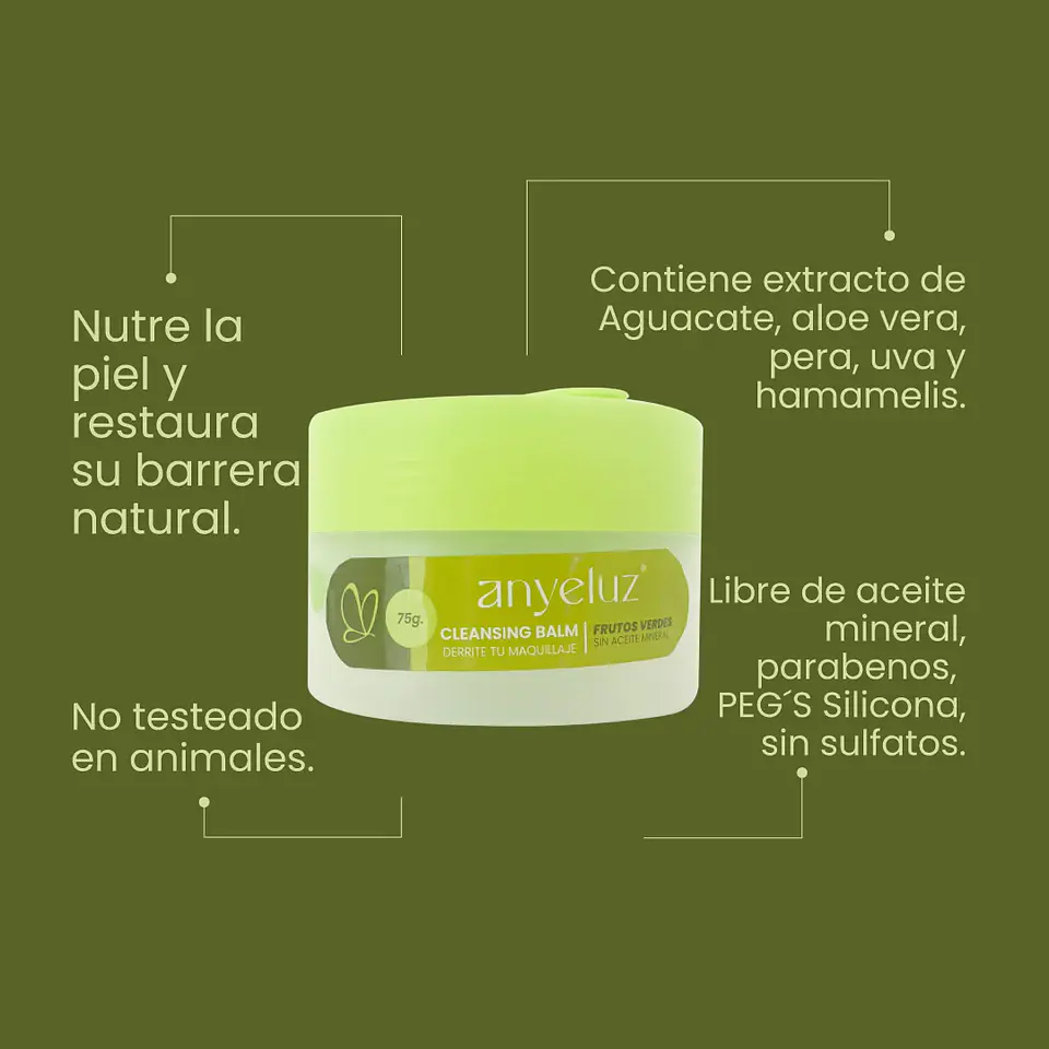 Desmaquillador Frutos Verdes Cleansing Balm ANYELUZ 75g 4