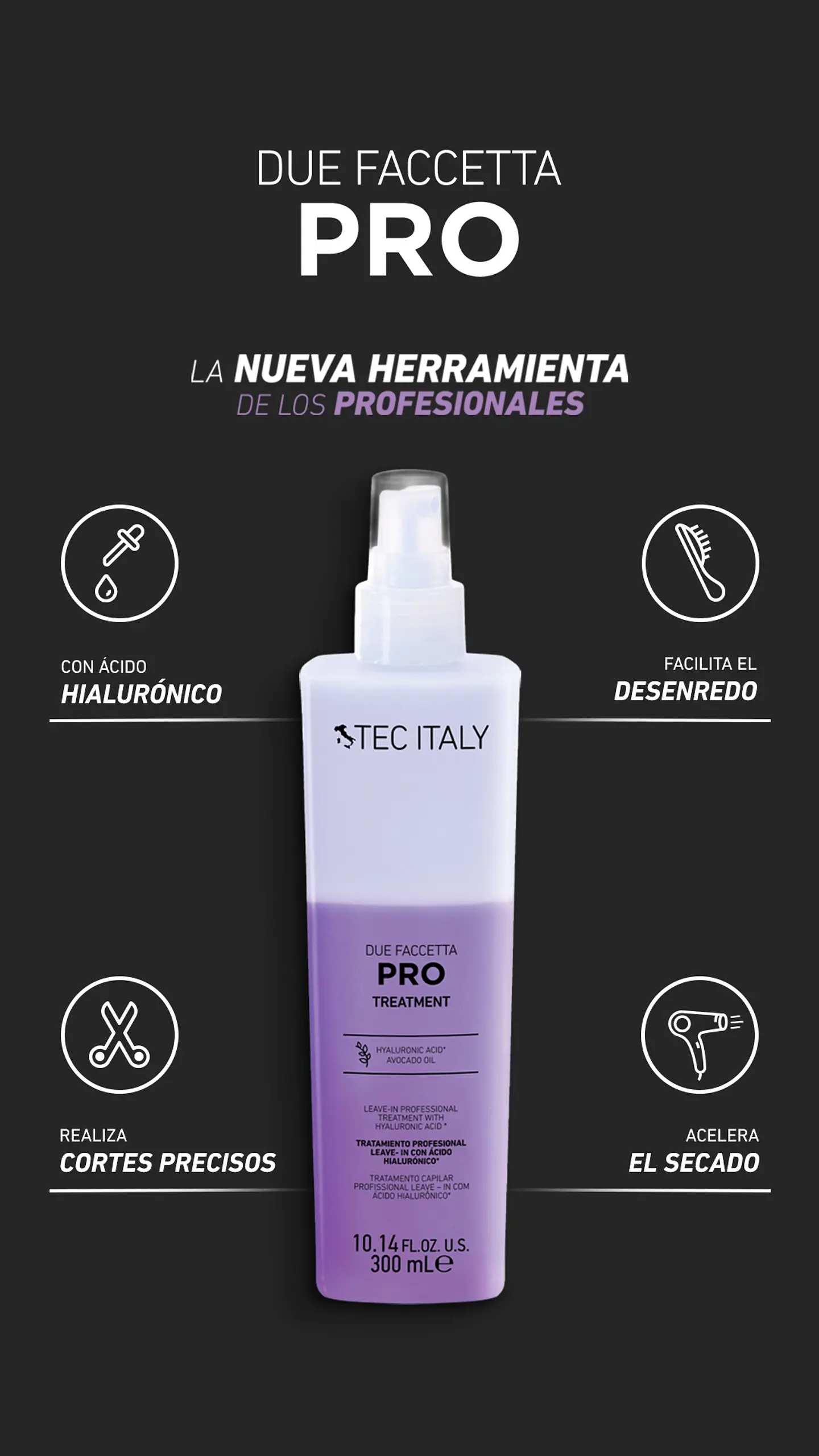 Bifásico Due Faccetta Pro TEC ITALY Professional 300ml 3