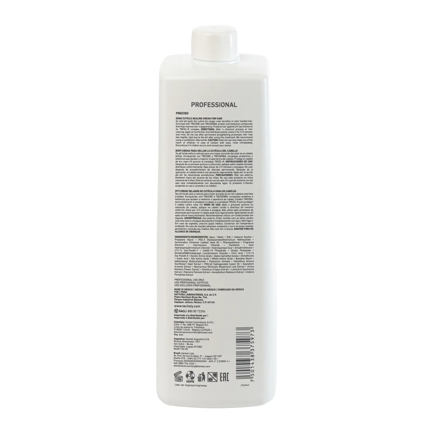 Preciso Crema Selladora de Cutícula TEC ITALY Professional 1L 2