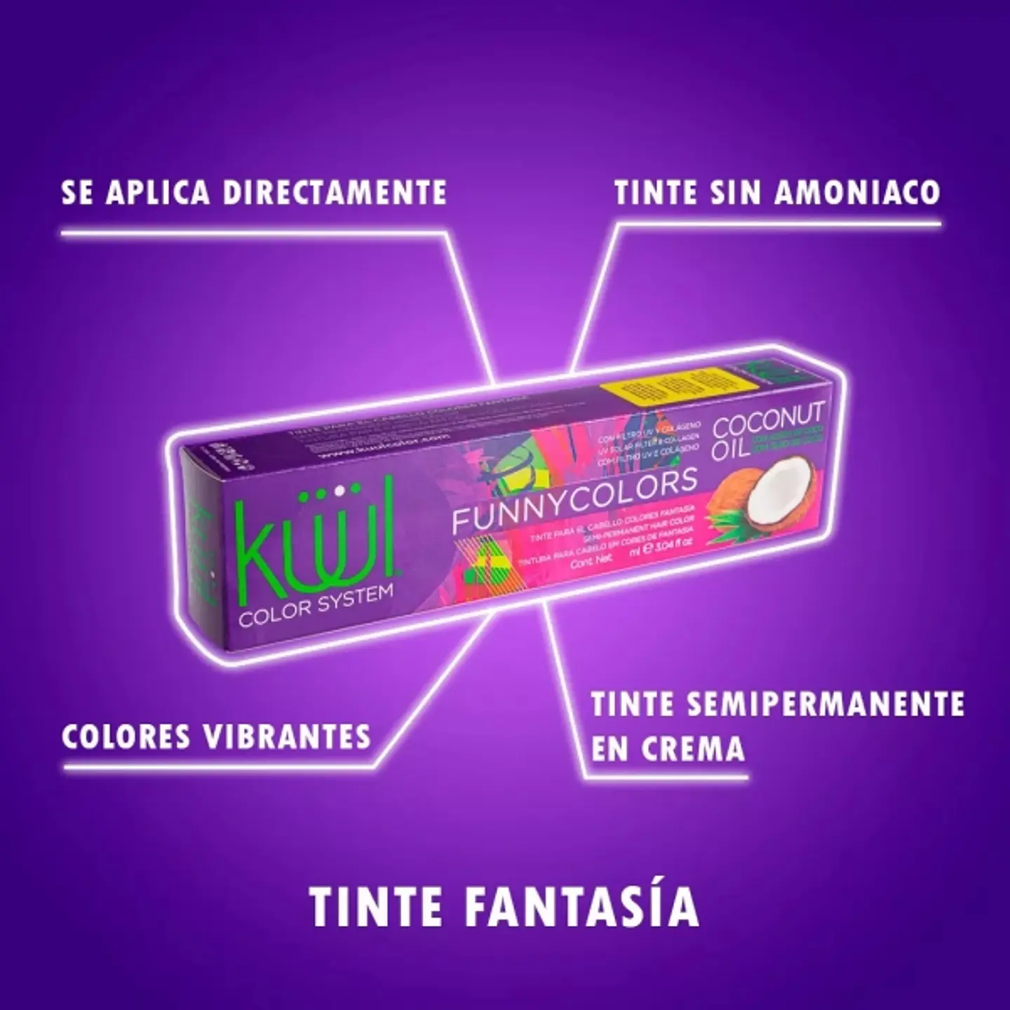 Tinte Semipermanente Fantasía Larga Duración Funny Colors KÜÜL Color System 60ml 4