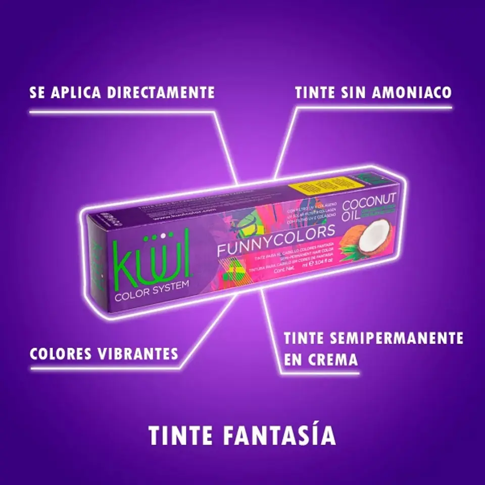 Tinte Semipermanente Fantasía Larga Duración Funny Colors KÜÜL Color System 60ml 4