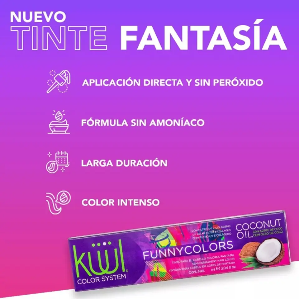 Tinte Semipermanente Fantasía Larga Duración Funny Colors KÜÜL Color System 60ml 5
