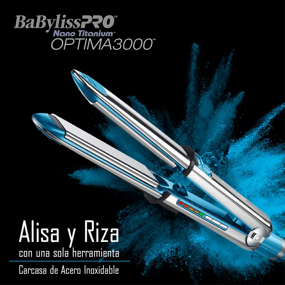 Plancha OPTIMA 3000 BaBylissPRO Nano Titanium Azul 2