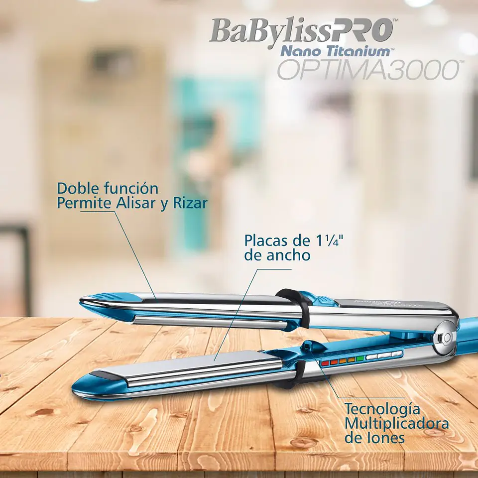 Plancha OPTIMA 3000 BaBylissPRO Nano Titanium Azul 3
