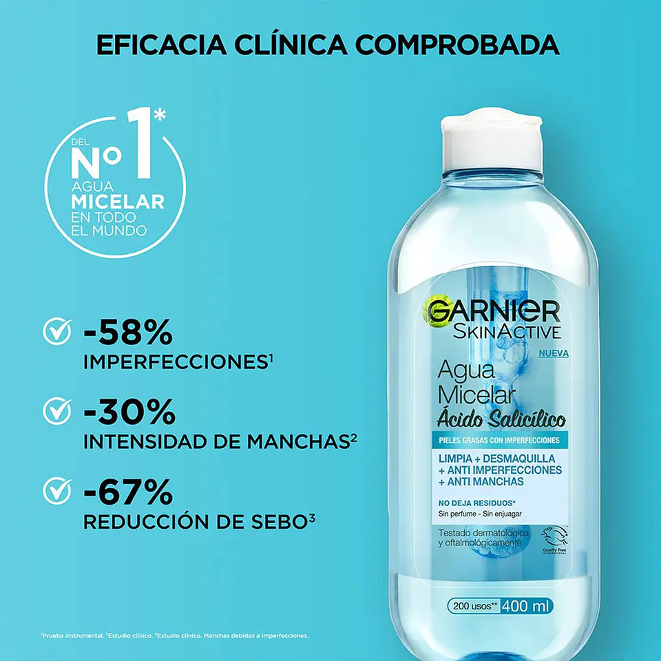 Agua Micelar Anti Iperfecciones GARNIER Skin Active 400ml 2