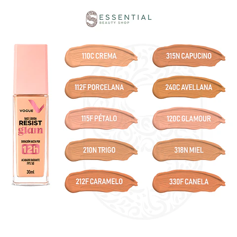 Base Líquida 12 horas con FPS VOGUE Resist 30ml
