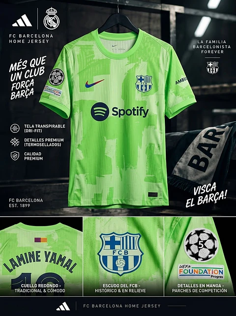 Tercera Equipación Verde Lima del FC Barcelona 24/25
