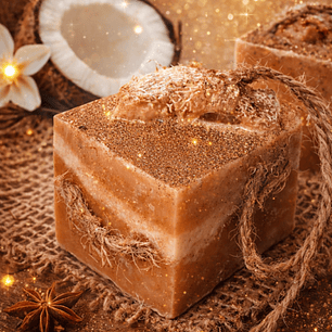 sabonete Coco e Baunilha com esponja incorporada