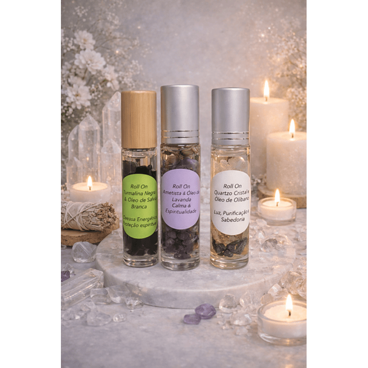 Frasco Roll-on de óleos essências com cristais. 1