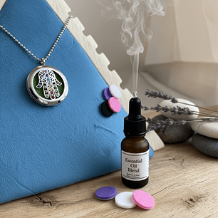 Colar de aromoterapia difusor- mão de Fátima com pedras