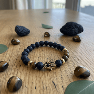 Pulseira Vulcânica - olho de tigre