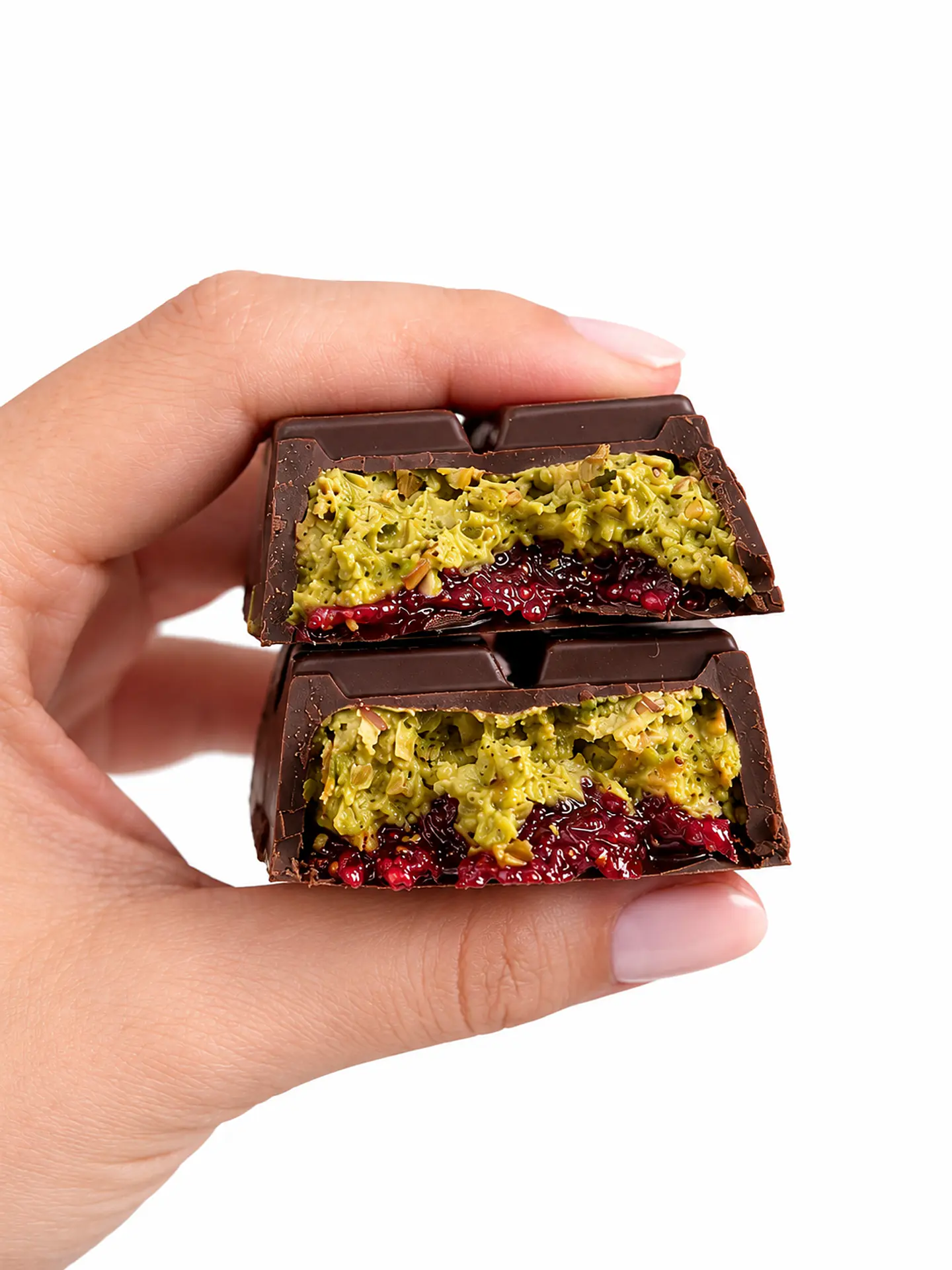Chocolate estilo dubai pistacho - frambuesa 80g 1