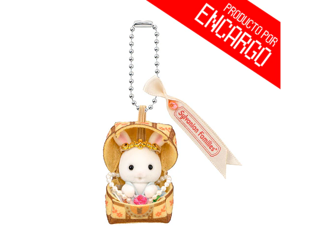 Sylvanian Families – Llavero Bebé Conejo Blanco “Cofre del Tesoro”