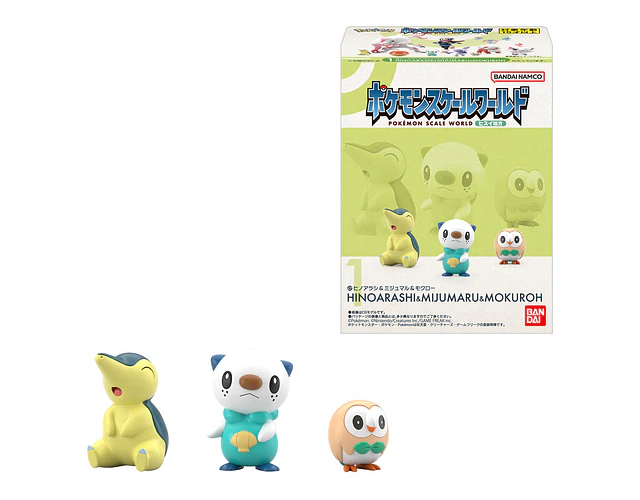Figura Pokémon Scale World Hisui Cyndaquil, Oshawott y Rowlet Bandai