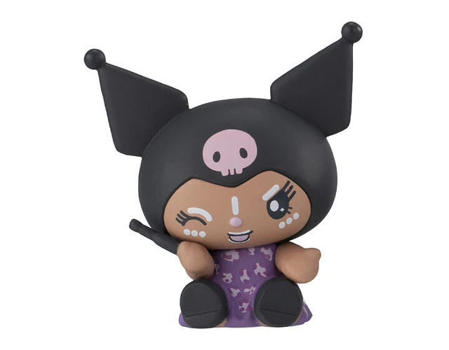 Kuromi (Sunburn Gal) – Gachapon Sanrio Minna de Omekashi Figure (a elección)