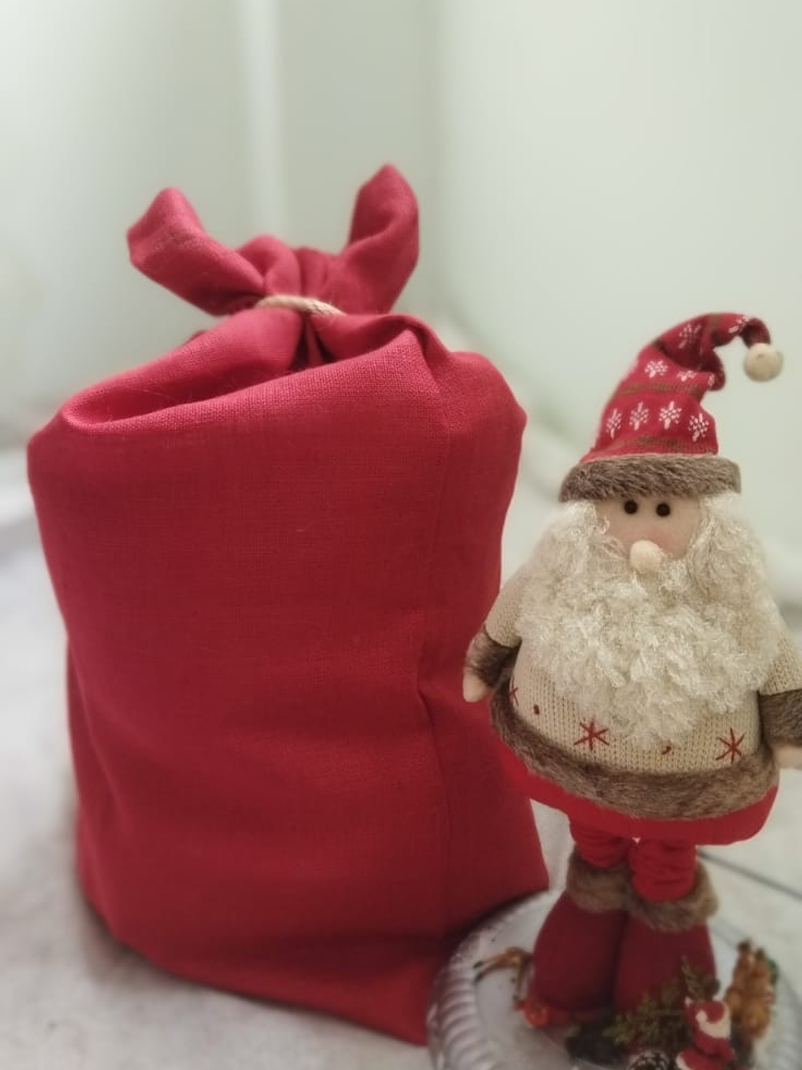 Sacos de Serapilheira Vermelha-Saco Pai Natal/Cabazes de Natal 1