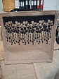 Natural Jute Bag with Black Cotton Handles — Black Floral Print (30×15×30 cm) - thumbnail 2