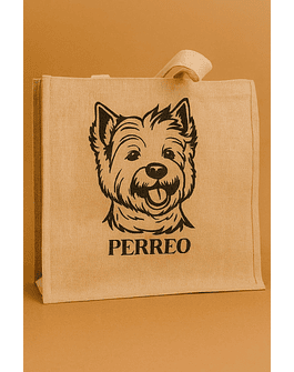 Saco em Juta com impressão de um cão