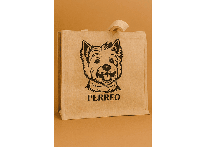 Saco em Juta com impressão de um cão
