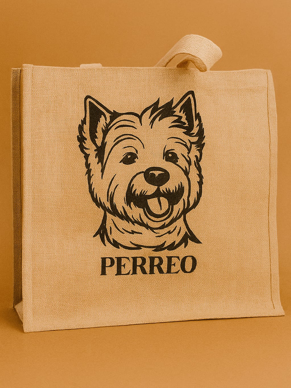 Saco em Juta com impressão de um cão 1