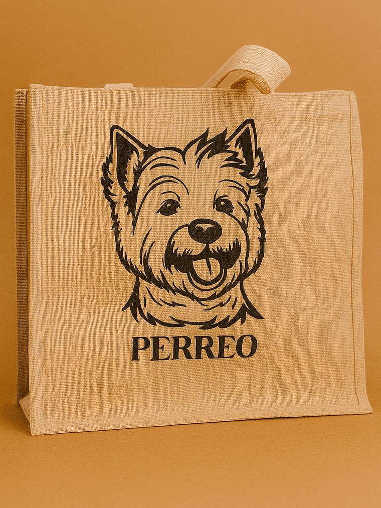 Saco em Juta com impressão de um cão 1