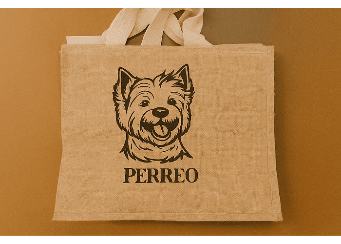 Saco em Juta com impressão de um cão