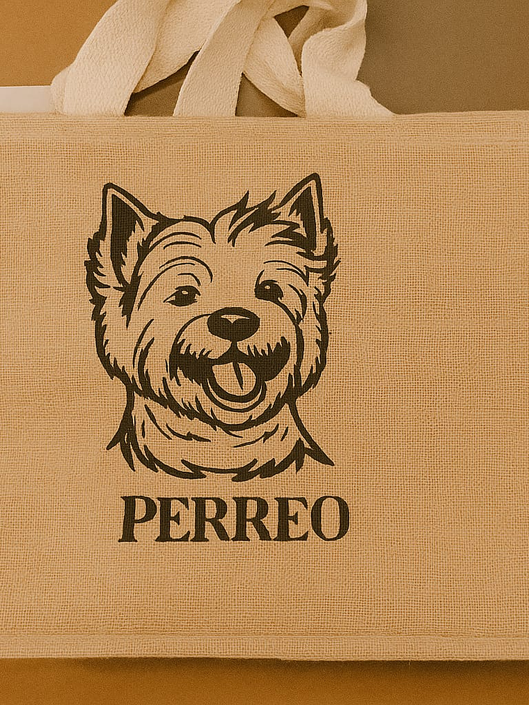 Saco em Juta com impressão de um cão 2