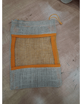 Saco de Serapilheira com janela em rede laranja 22x30cm 